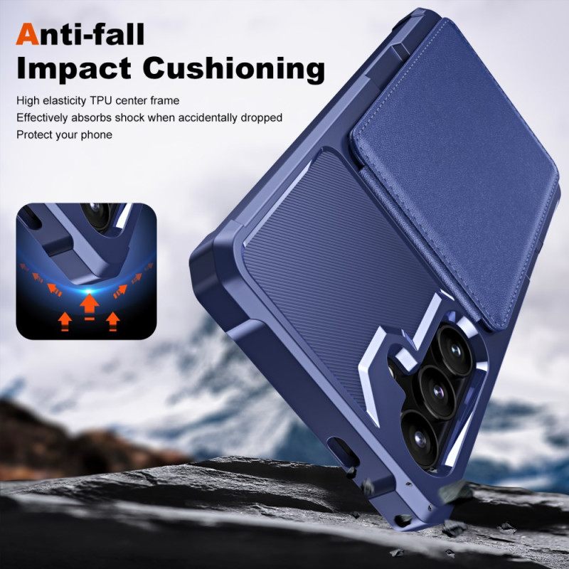 Hoesje Samsung Galaxy S25 5g Kaarthouder En Standaard Met Metallic Effect Bescherming Hoesje