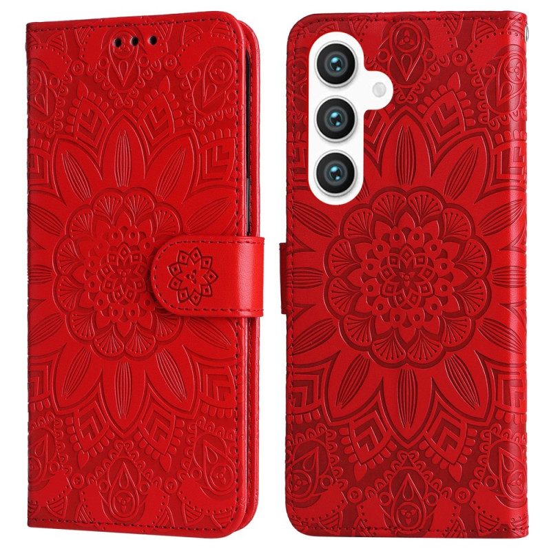 Leren Hoesje Samsung Galaxy S25 5g Mandala-bandje