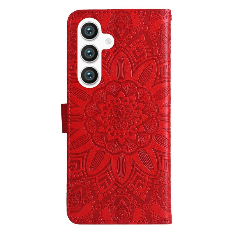 Leren Hoesje Samsung Galaxy S25 5g Mandala-bandje