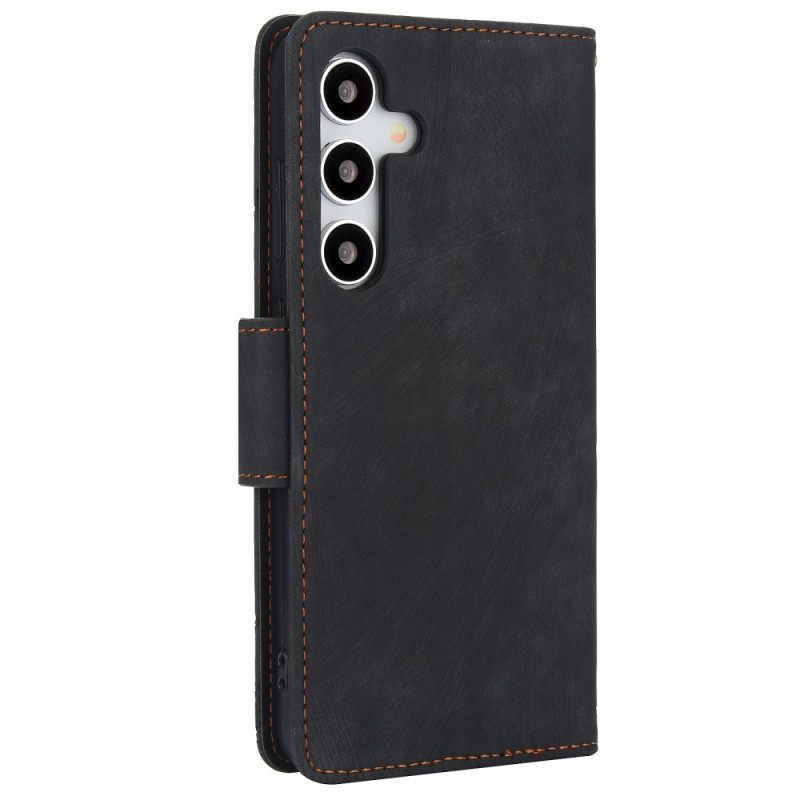 Leren Hoesje Samsung Galaxy S25 5g Suède-effect Bloemenpatroon