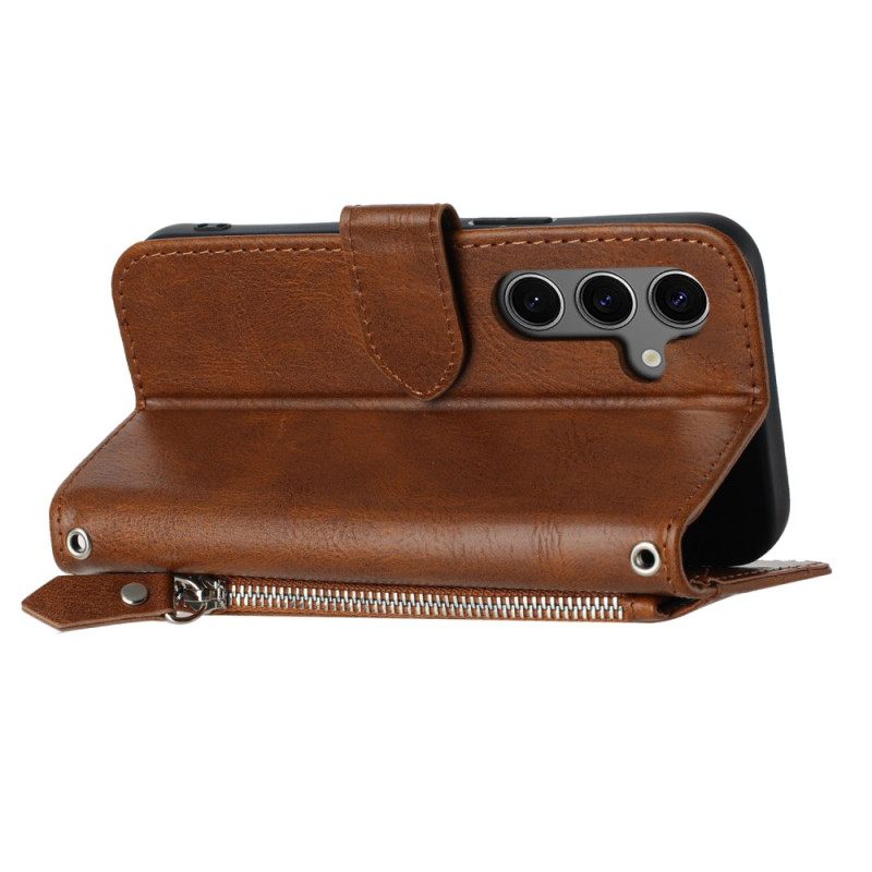 Leren Hoesje Samsung Galaxy S25 5g Vak Met Rits Riem En Schouderriem