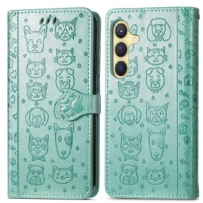 Leren Hoesje Voor Samsung Galaxy S25 5g Geanimeerde Dieren