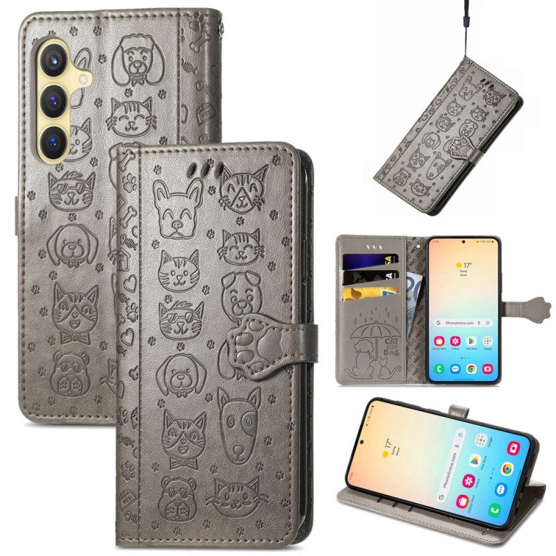 Leren Hoesje Voor Samsung Galaxy S25 5g Geanimeerde Dieren