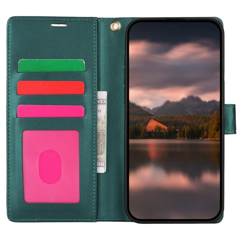 Leren Hoesje Voor Samsung Galaxy S25 5g Koord Met Bloemenprint