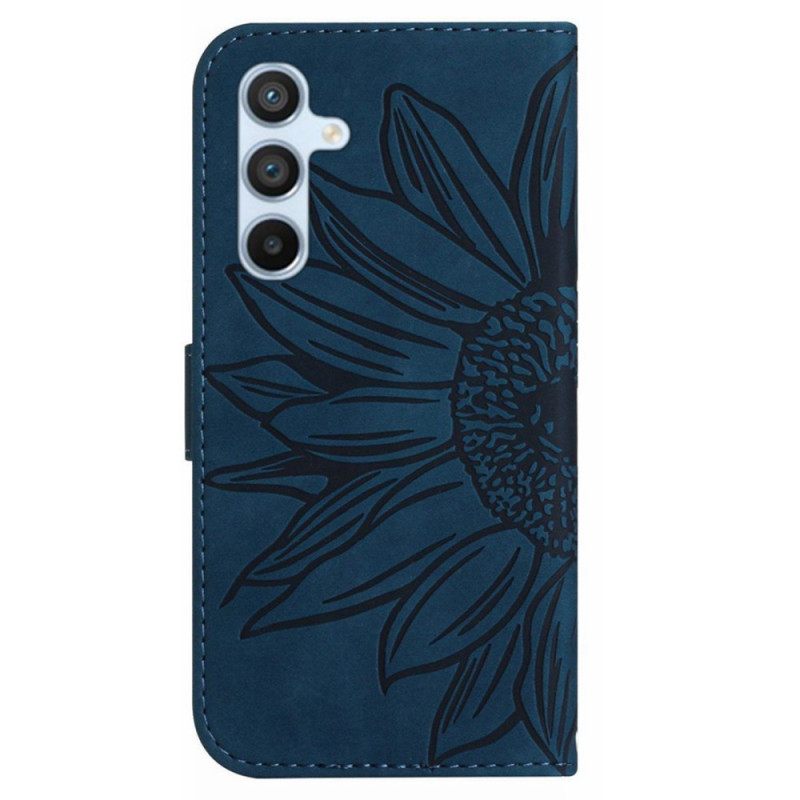 Leren Hoesje Voor Samsung Galaxy S25 5g Zonnebloemdesign Met Bandje