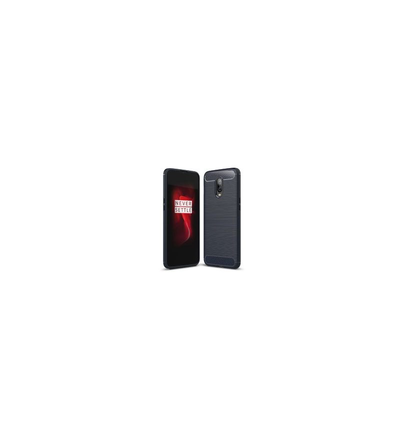 Hoesje voor OnePlus 6T Geborstelde Koolstofgel