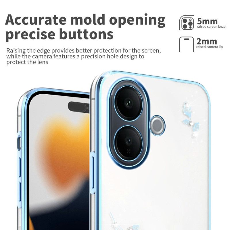 Case Hoesje Vivo V60 Lite Telefoonhoesje Strass-steentjes En Eeuwige Bloemen