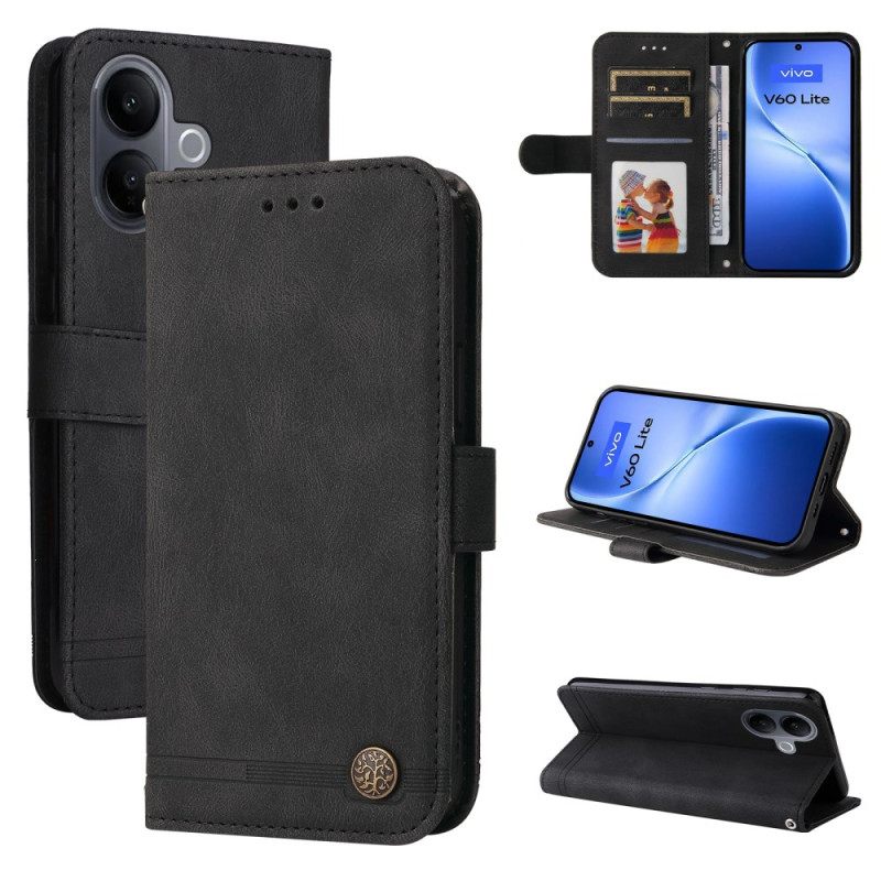 Flip Case Leren Vivo V60 Lite Decoratieve Klinknagel
