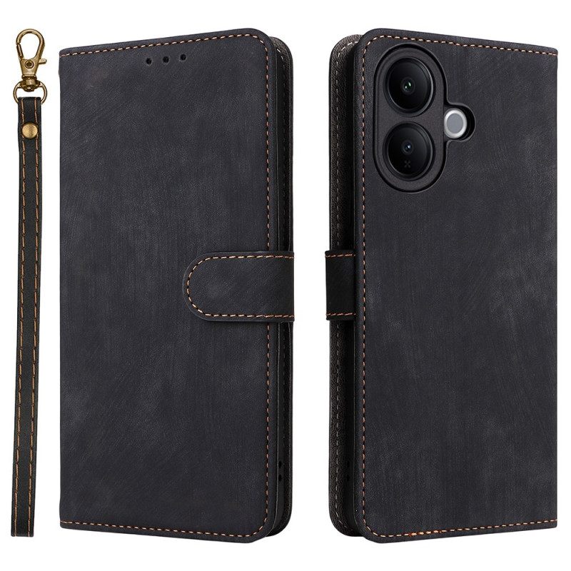 Flip Case Leren Vivo V60 Lite Suède-effect Met Bandje