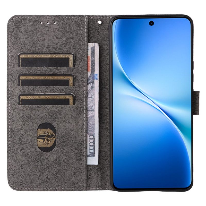 Flip Case Leren Vivo V60 Lite Suède-effect Met Bandje