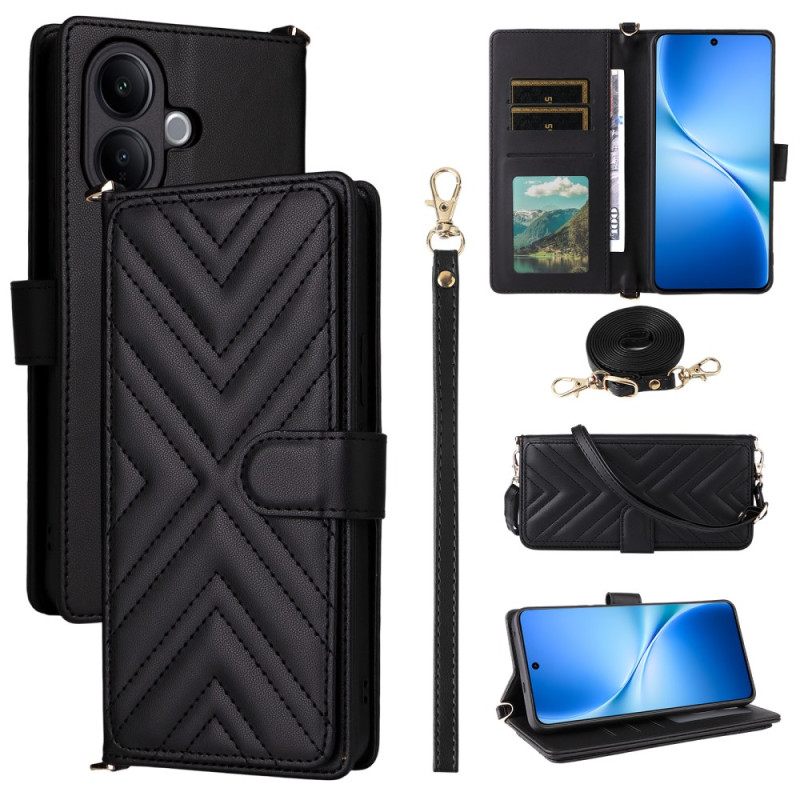 Folio-hoesje Vivo V60 Lite Telefoonhoesje Gewatteerd Met Bandjes