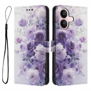 Folio-hoesje Vivo V60 Lite Telefoonhoesje Paarse Rozen