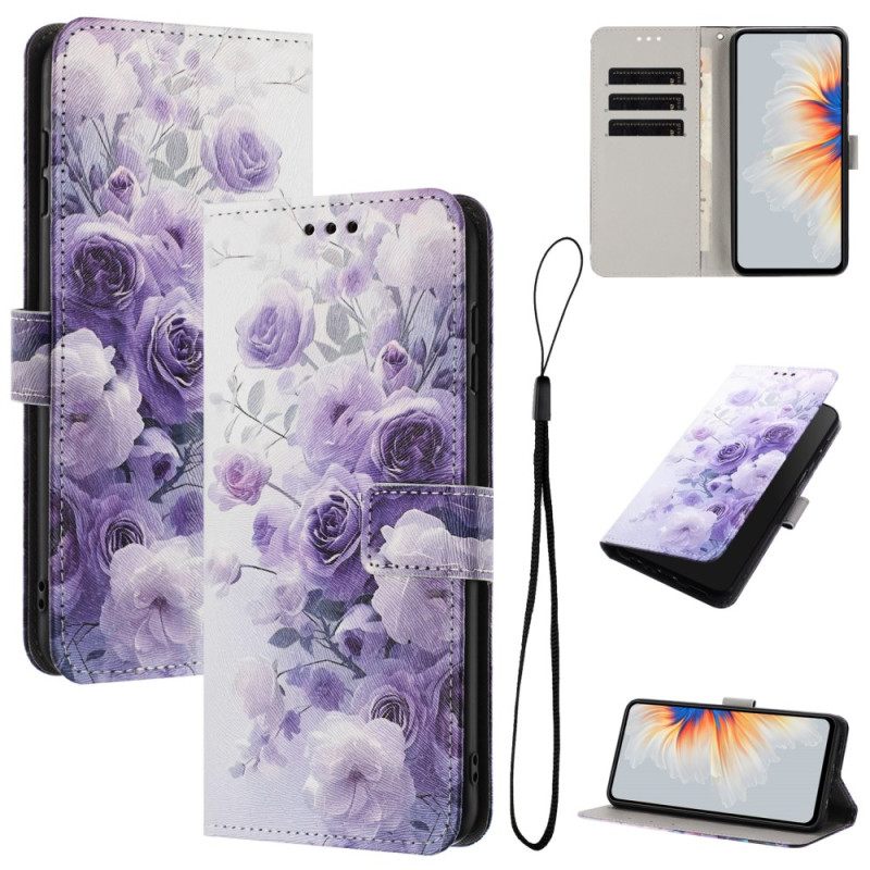 Folio-hoesje Vivo V60 Lite Telefoonhoesje Paarse Rozen