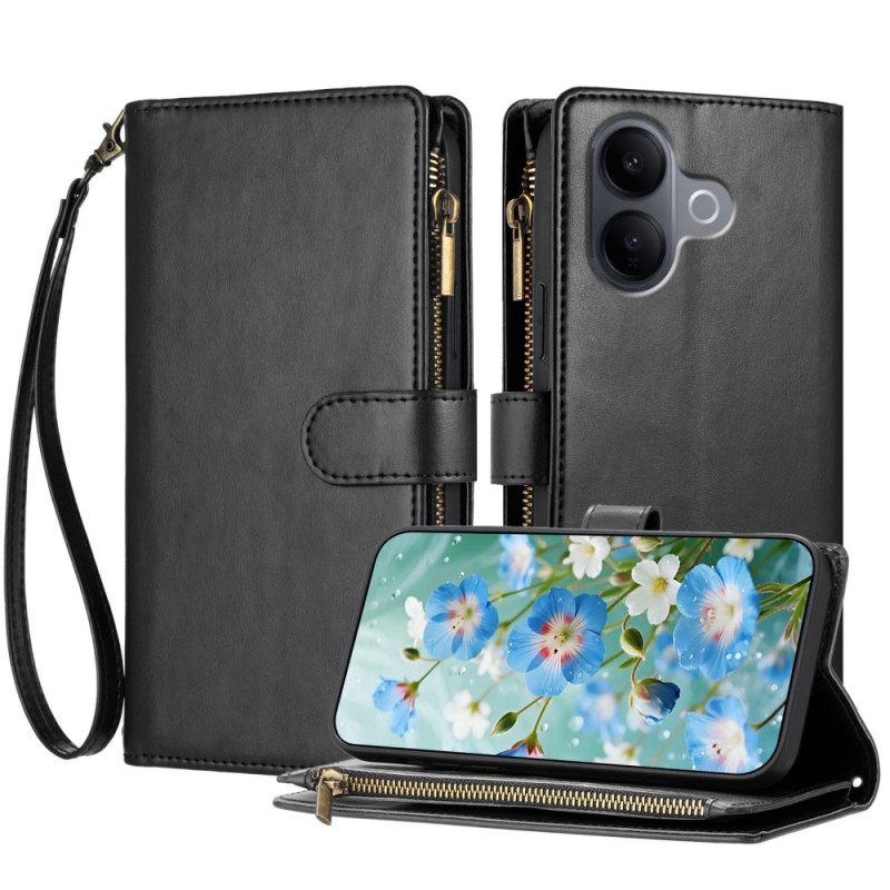 Folio-hoesje Vivo V60 Lite Telefoonhoesje Portemonnee Met 8 Kaartsleuven En Koord