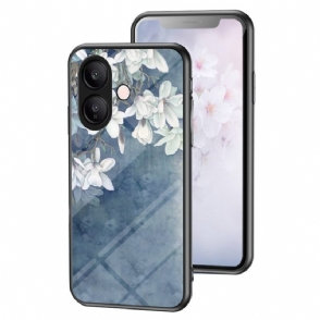 Hoesje Voor Vivo V60 Lite Bloemenpatroon Gehard Glas