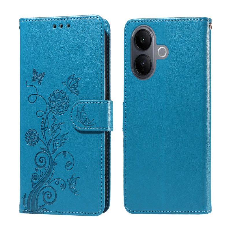 Leren Hoesje Vivo V60 Lite Bloemen