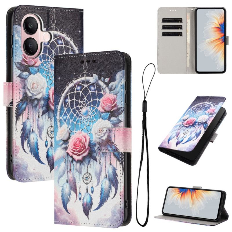 Leren Hoesje Vivo V60 Lite Rozen Dromenvanger Bescherming Hoesje