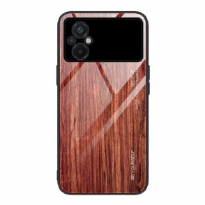 Hoesje voor Poco M4 5G Houtdesign Gehard Glas