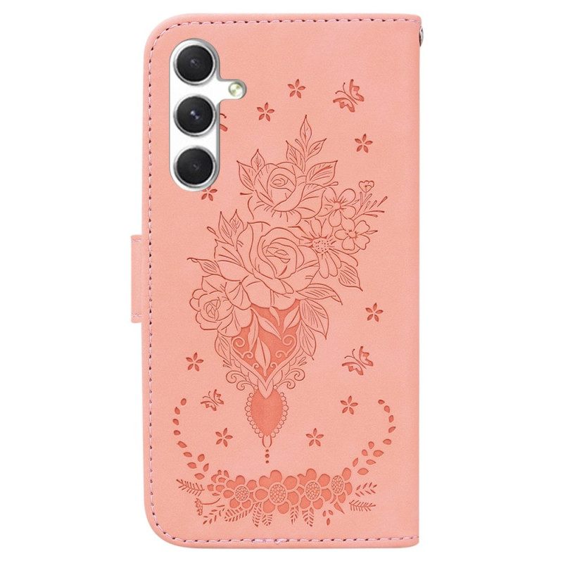 Flip Case Leren Samsung Galaxy S25 Plus 5g Roze Suède-effect