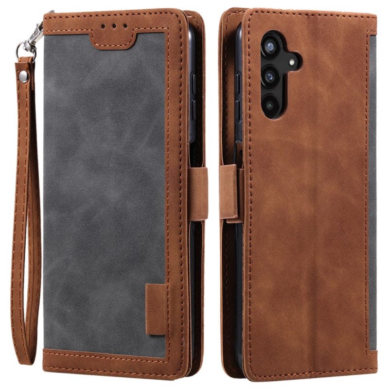 Flip Case Leren Samsung Galaxy S25 Plus 5g Vintage Suède-effect Met Bandje