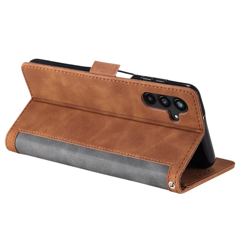 Flip Case Leren Samsung Galaxy S25 Plus 5g Vintage Suède-effect Met Bandje