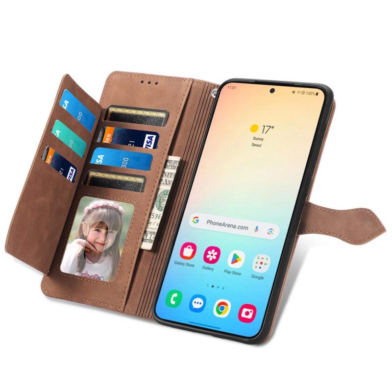 Folio-hoesje Samsung Galaxy S25 Plus 5g Suède-effect Veterband