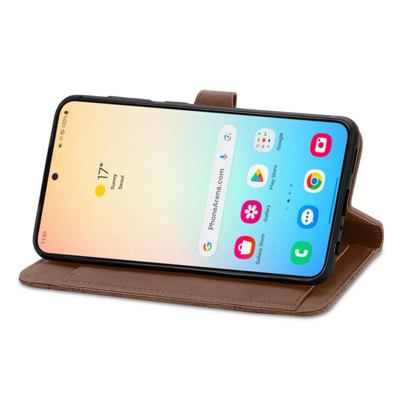 Folio-hoesje Samsung Galaxy S25 Plus 5g Suède-effect Veterband