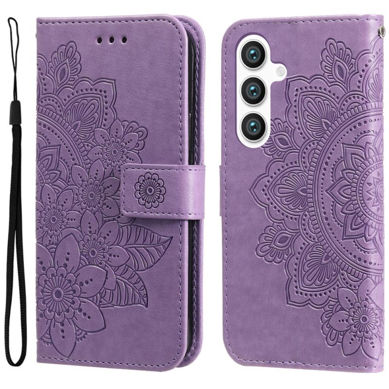 Folio-hoesje Samsung Galaxy S25 Plus 5g Telefoonhoesje Bloemendesign Met Bandje