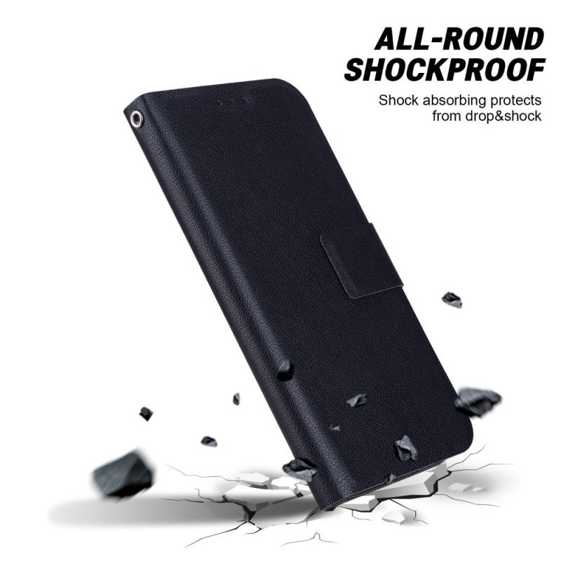 Folio-hoesje Samsung Galaxy S25 Plus 5g Telefoonhoesje Effen Leerlook Met Bandje