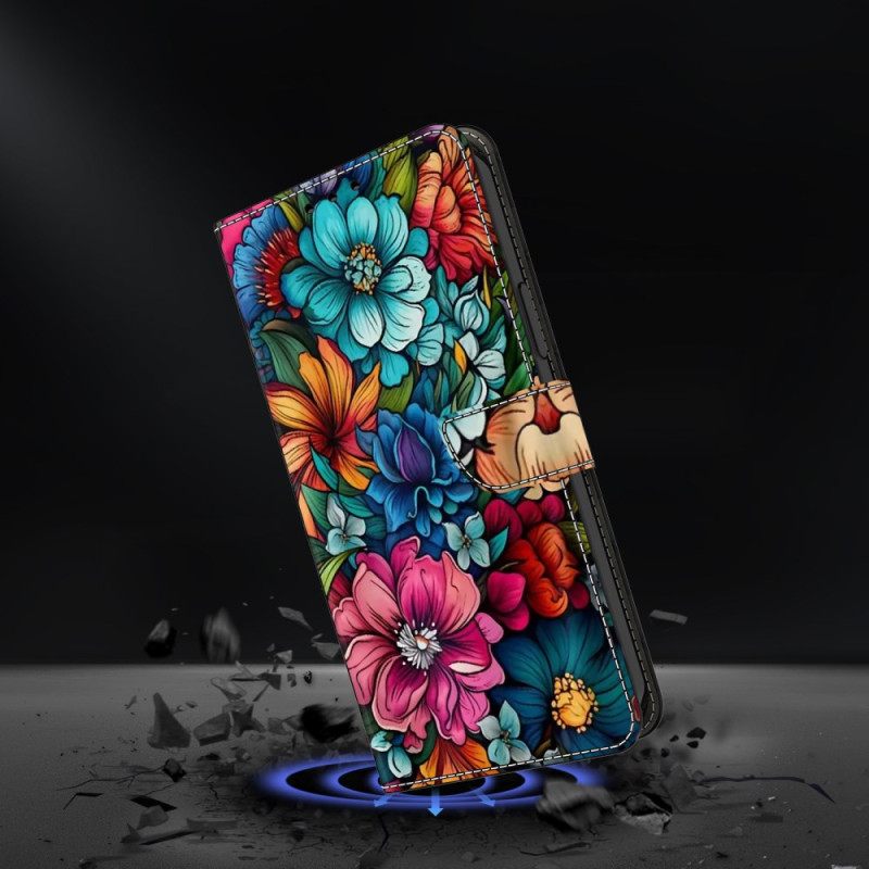 Folio-hoesje Samsung Galaxy S25 Plus 5g Telefoonhoesje Kleurrijke Bloemen