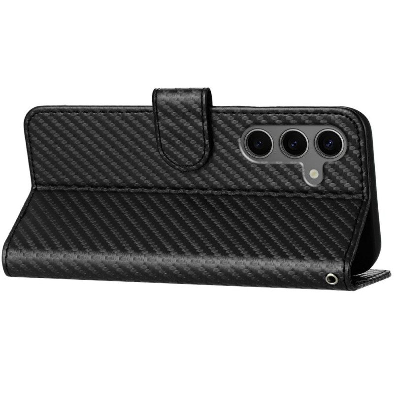 Folio-hoesje Samsung Galaxy S25 Plus 5g Telefoonhoesje Koolstofvezel Met Bandje
