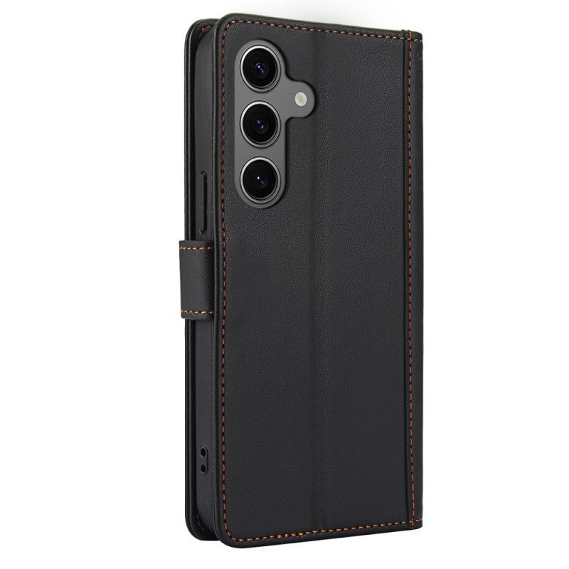 Folio-hoesje Samsung Galaxy S25 Plus 5g Telefoonhoesje Lederen Stijl Met Bandje