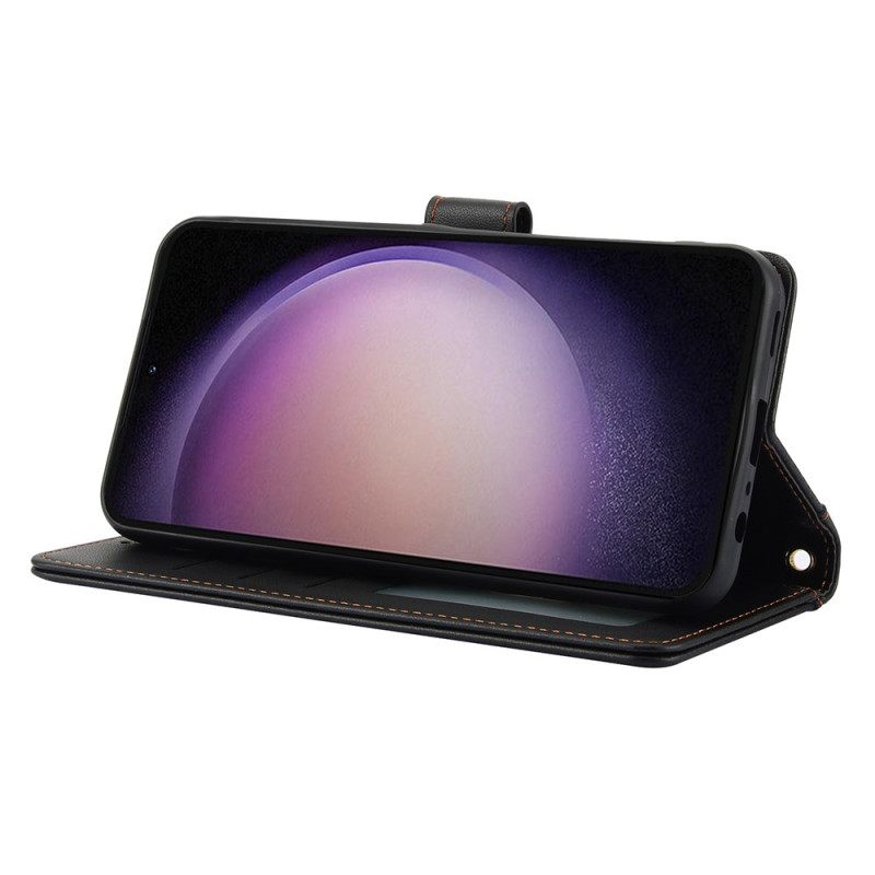 Folio-hoesje Samsung Galaxy S25 Plus 5g Telefoonhoesje Lederen Stijl Met Bandje