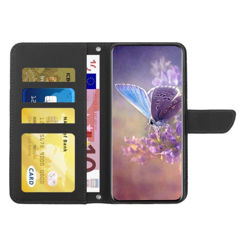 Folio-hoesje Samsung Galaxy S25 Plus 5g Telefoonhoesje Vlinderprint Met Bandje