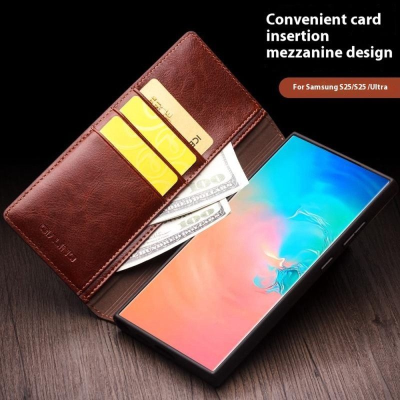 Folio-hoesje Voor Samsung Galaxy S25 Plus 5g Echt Leer