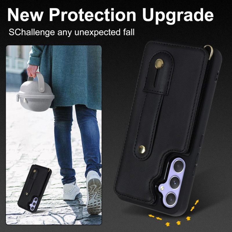 Hoesje Samsung Galaxy S25 Plus 5g Kaarthouder En Riem Bescherming Hoesje