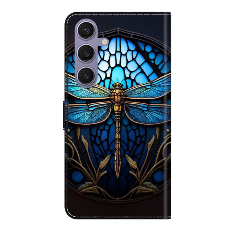 Leren Hoesje Samsung Galaxy S25 Plus 5g Blauwe Libelle Bescherming Hoesje