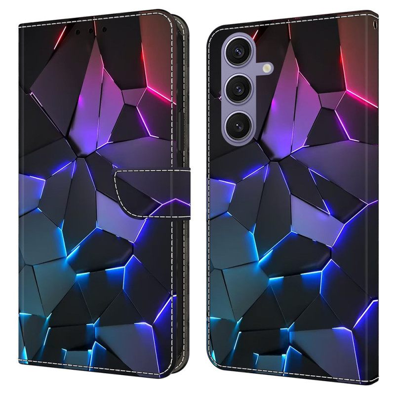 Leren Hoesje Samsung Galaxy S25 Plus 5g Blauwe Scheuren Bescherming Hoesje