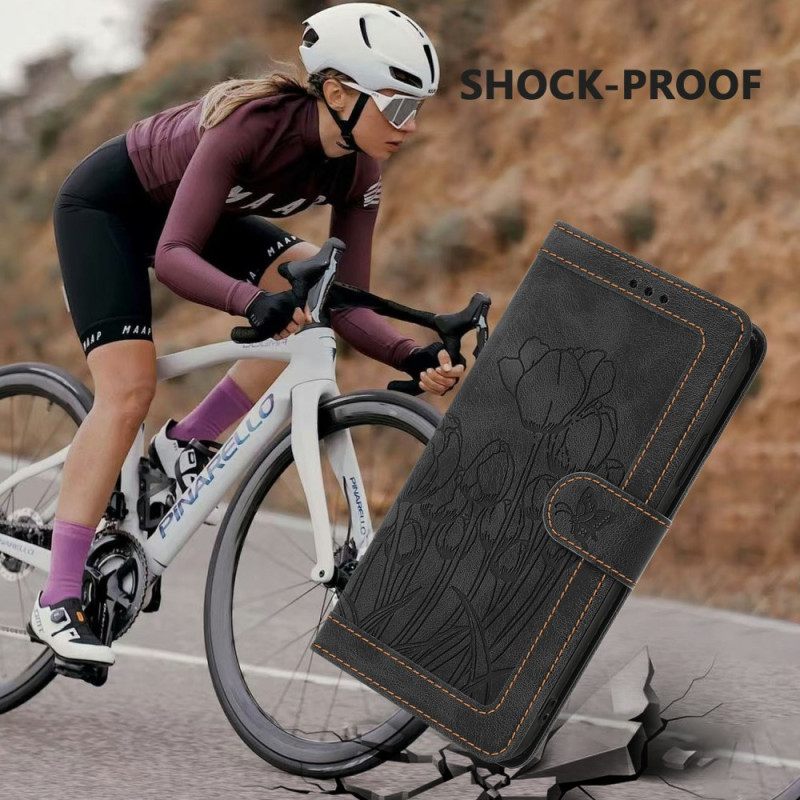 Leren Hoesje Samsung Galaxy S25 Plus 5g Bloemen In Suède-effect