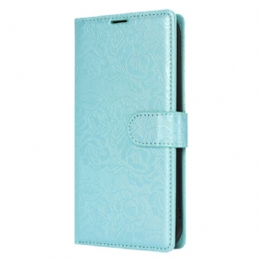 Leren Hoesje Samsung Galaxy S25 Plus 5g Bloemenprint Met Bandje