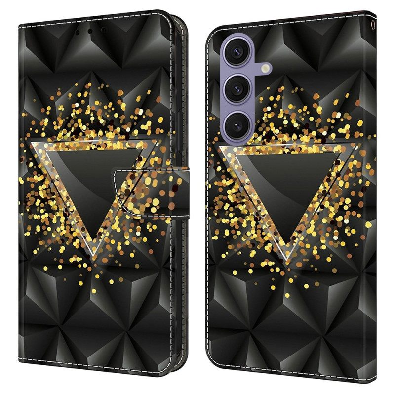 Leren Hoesje Samsung Galaxy S25 Plus 5g Gouden Driehoek Bescherming Hoesje
