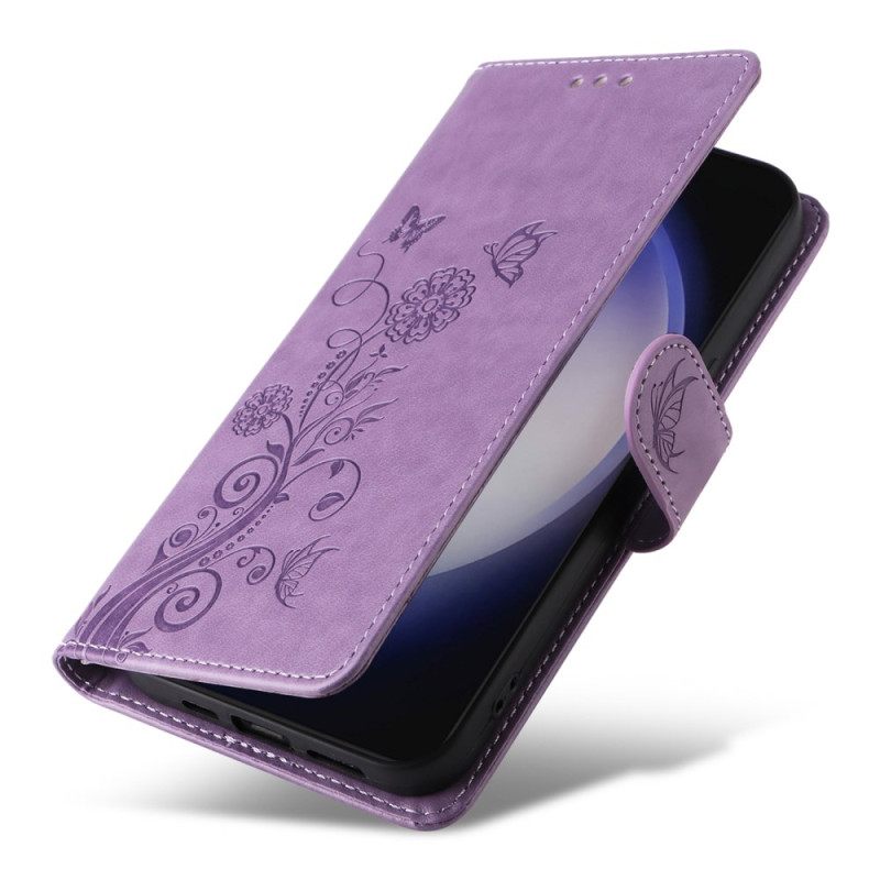 Leren Hoesje Samsung Galaxy S25 Plus 5g Kleine Bloemen Bescherming Hoesje