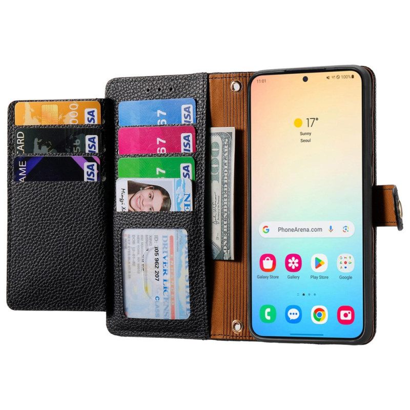 Leren Hoesje Samsung Galaxy S25 Plus 5g Leren Portemonnee Met Anti-rfid Ritsvak Bescherming Hoesje