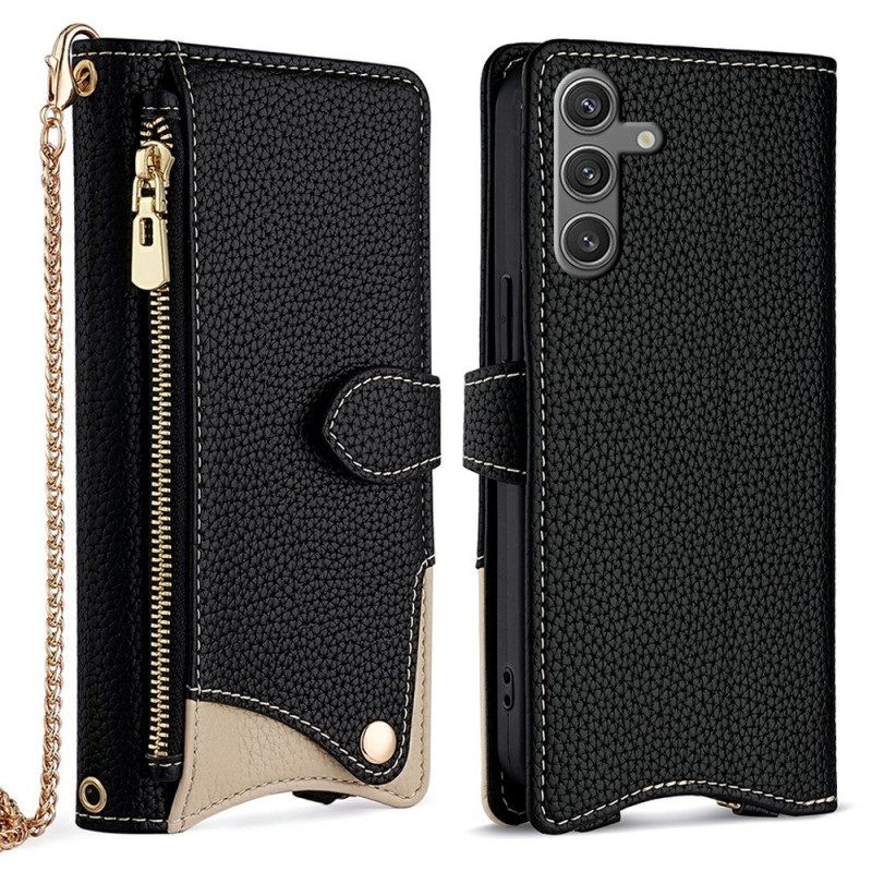 Leren Hoesje Samsung Galaxy S25 Plus 5g Portemonnee Met Ketting