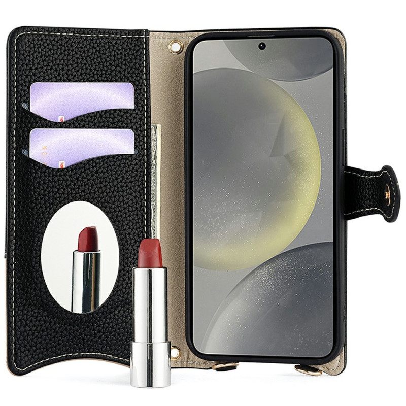 Leren Hoesje Samsung Galaxy S25 Plus 5g Portemonnee Met Ketting