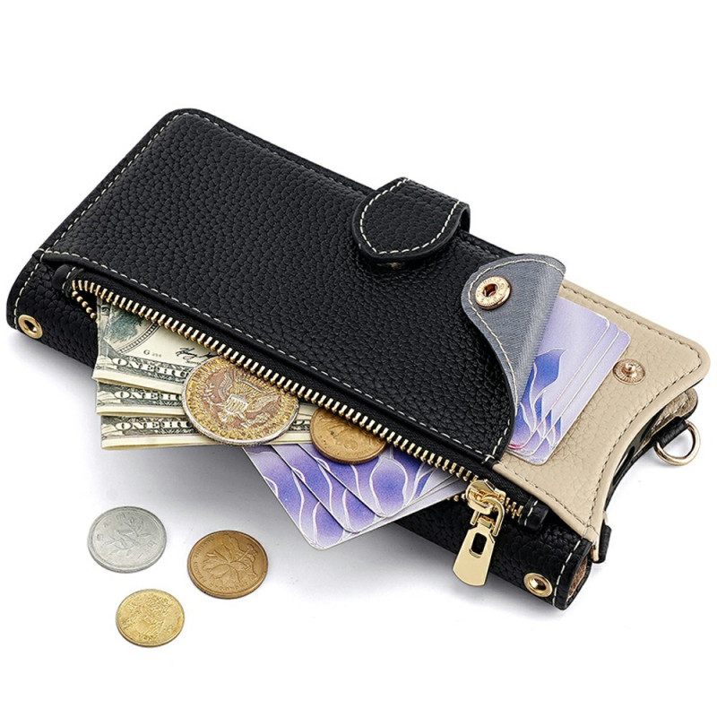 Leren Hoesje Samsung Galaxy S25 Plus 5g Portemonnee Met Ketting