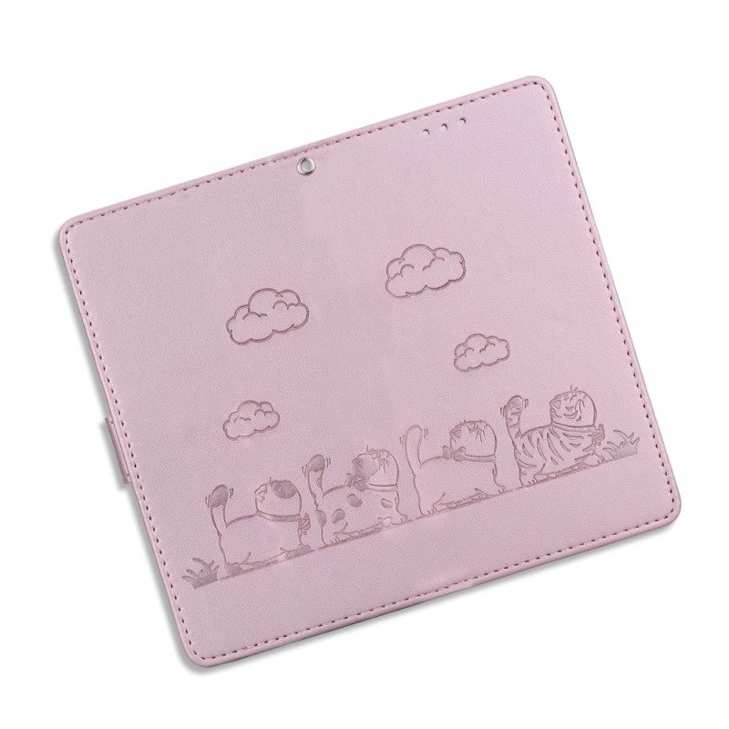 Leren Hoesje Voor Samsung Galaxy S25 Plus 5g Bandje Met Kattenscène