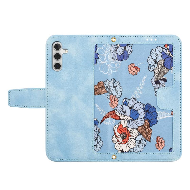 Leren Hoesje Voor Samsung Galaxy S25 Plus 5g Bloemendesign Met Bandje
