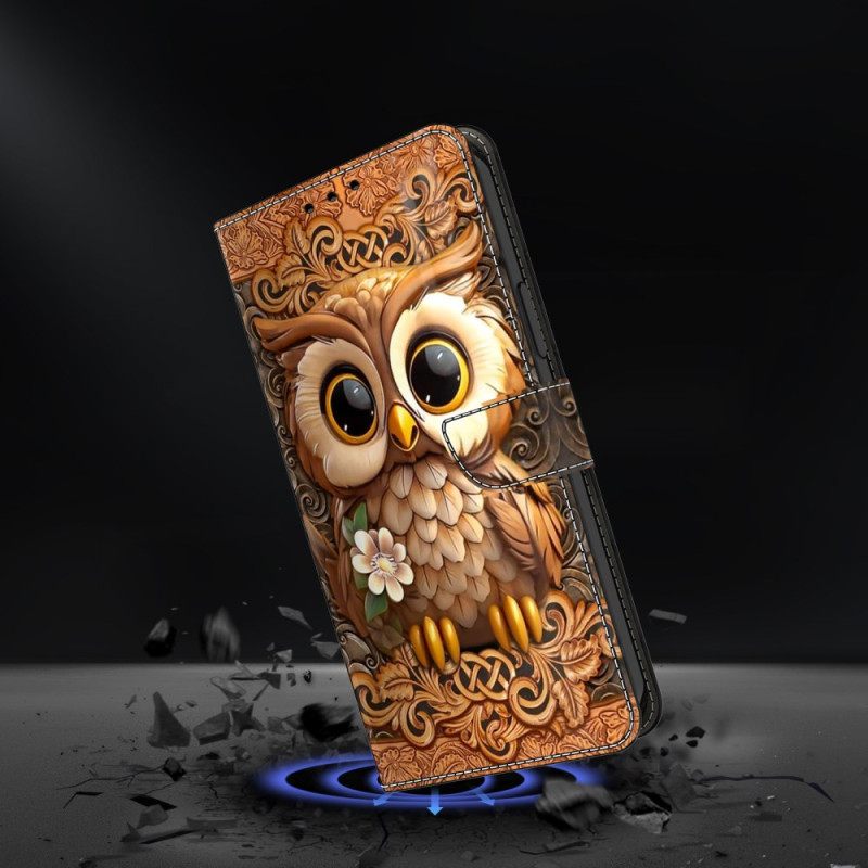 Leren Hoesje Voor Samsung Galaxy S25 Plus 5g Kleine Uil