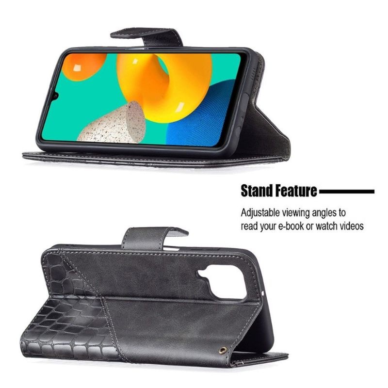 Folio-hoesje voor Samsung Galaxy M32 Anti-fall Croc Aspect Leereffect